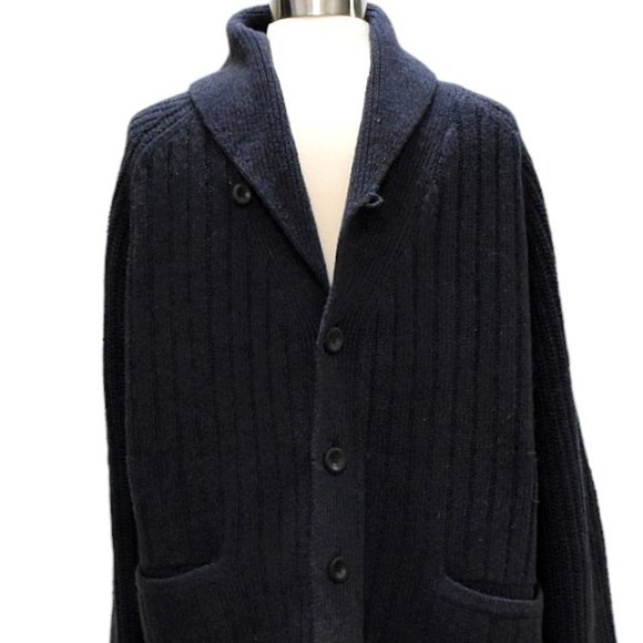 Duluth Navy Blue Wool/Alpaca Shawl Collar Cardigan - Picture 5 of 8